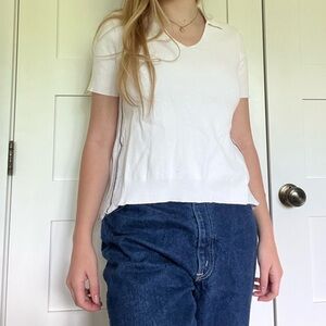 Anthropologie Knitted & Knotted Somerset Collared Knit Top